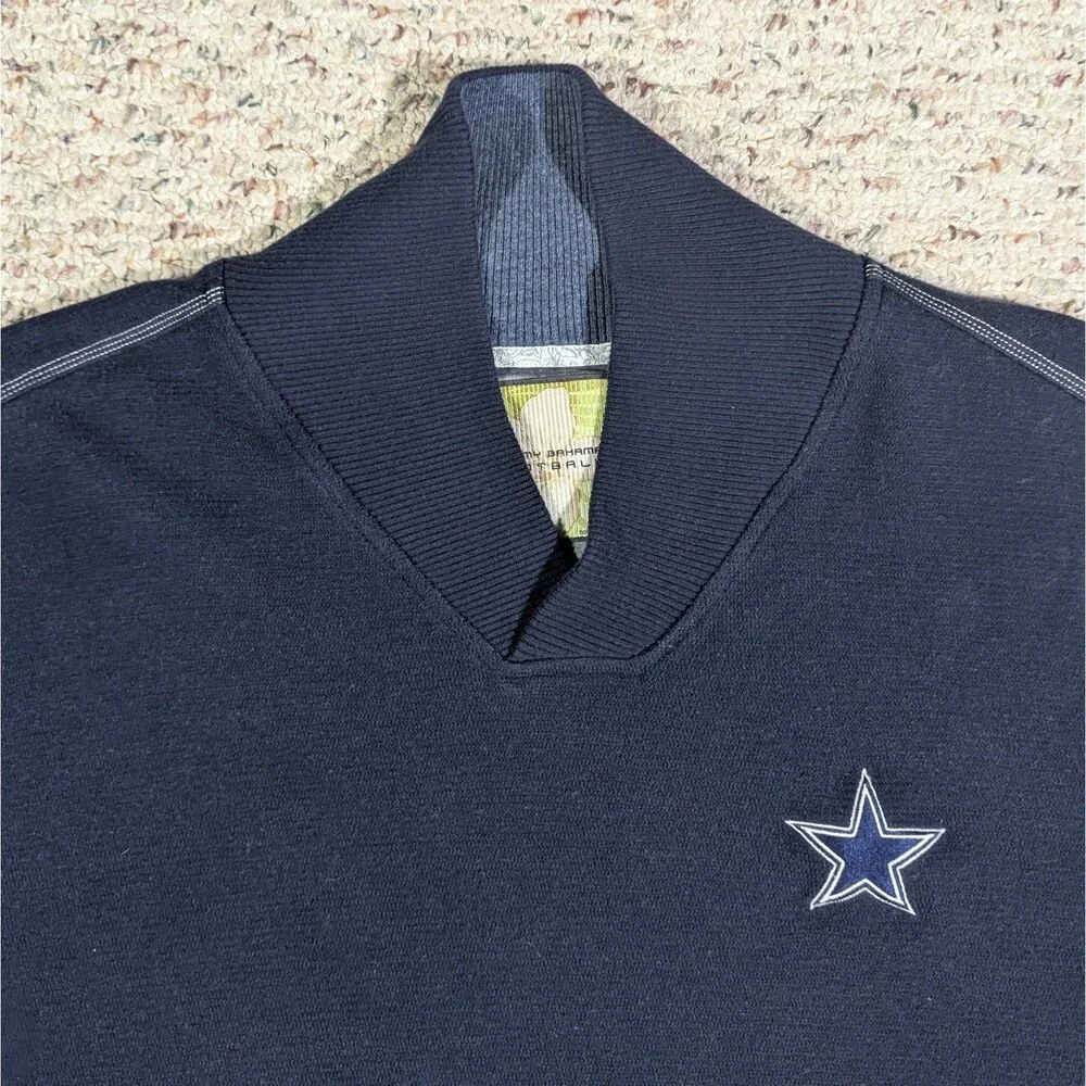 Tommy Bahama Football Sweatshirt Dallas Cowboys Mens 3XL Mock V-Neck NFL Sweater